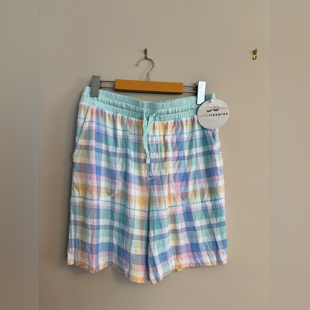 NWT Little Sleepies Men’s Pastel Plaid Shorts size small